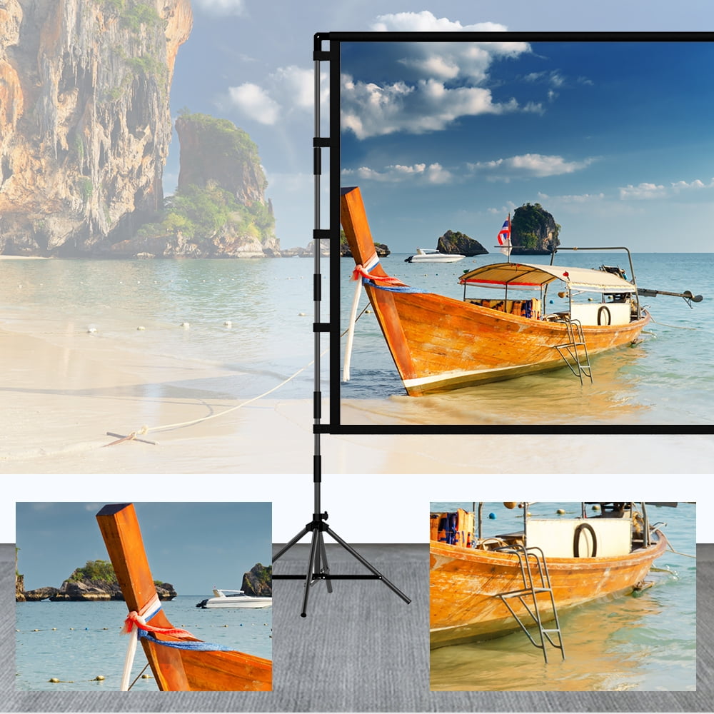 GAINVANE 120 inch Projector Screen with Stand,16:9 HD 4K Indoor Outdoor, Free Standing, Foldable Portable Projection Movie Screens