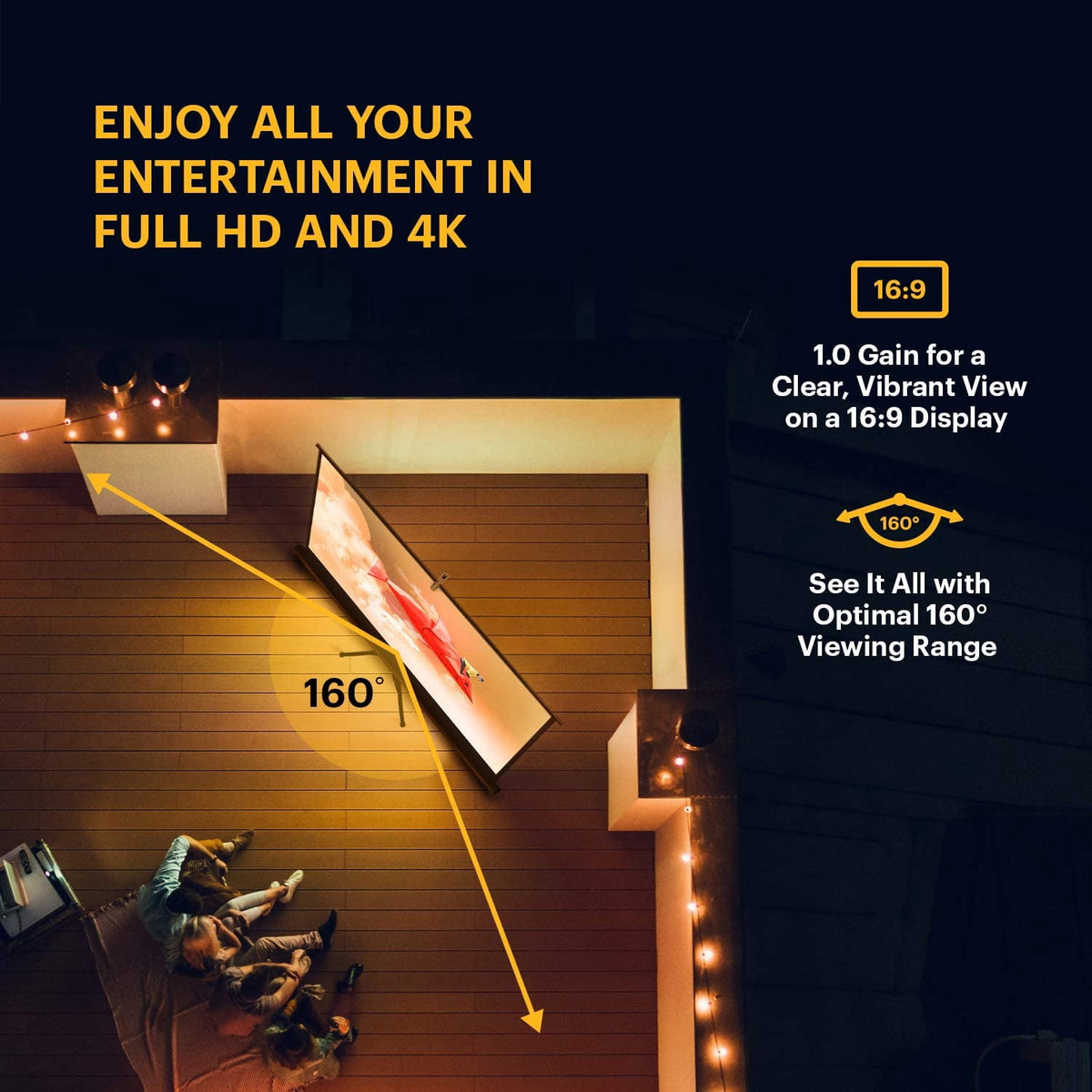 Kodak 100" Projector Screen with Stand, Portable 16:9 Projector Screen with Tripod Stand & Bag