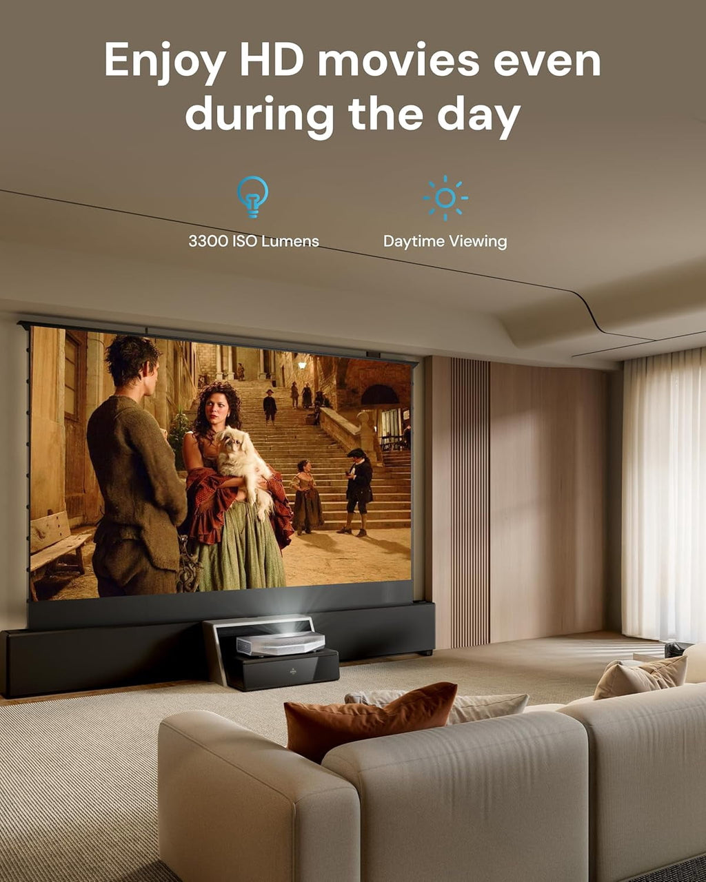 Aetherion Max 4K 3D ultra short throw projector & 120" Cinematic Screen Bundle