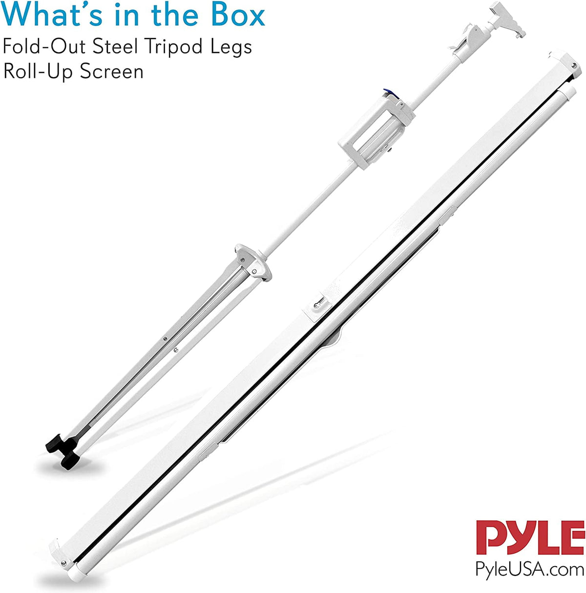 Pyle Portable Projector Screen Tripod Stand - Mobile Projection Screen, & Easy Pull Assemble System