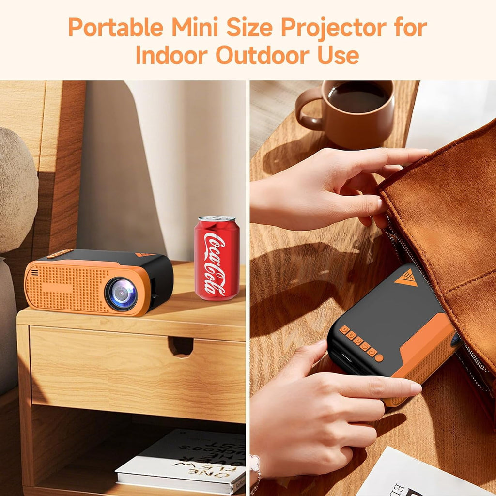 Vamvo Portable Projector with WiFi, 1080P Mini Movie Projector with 200 in Display, HDMI and USB, Built-in Speaker for Phone, Laptop, TV Stick and Game Console