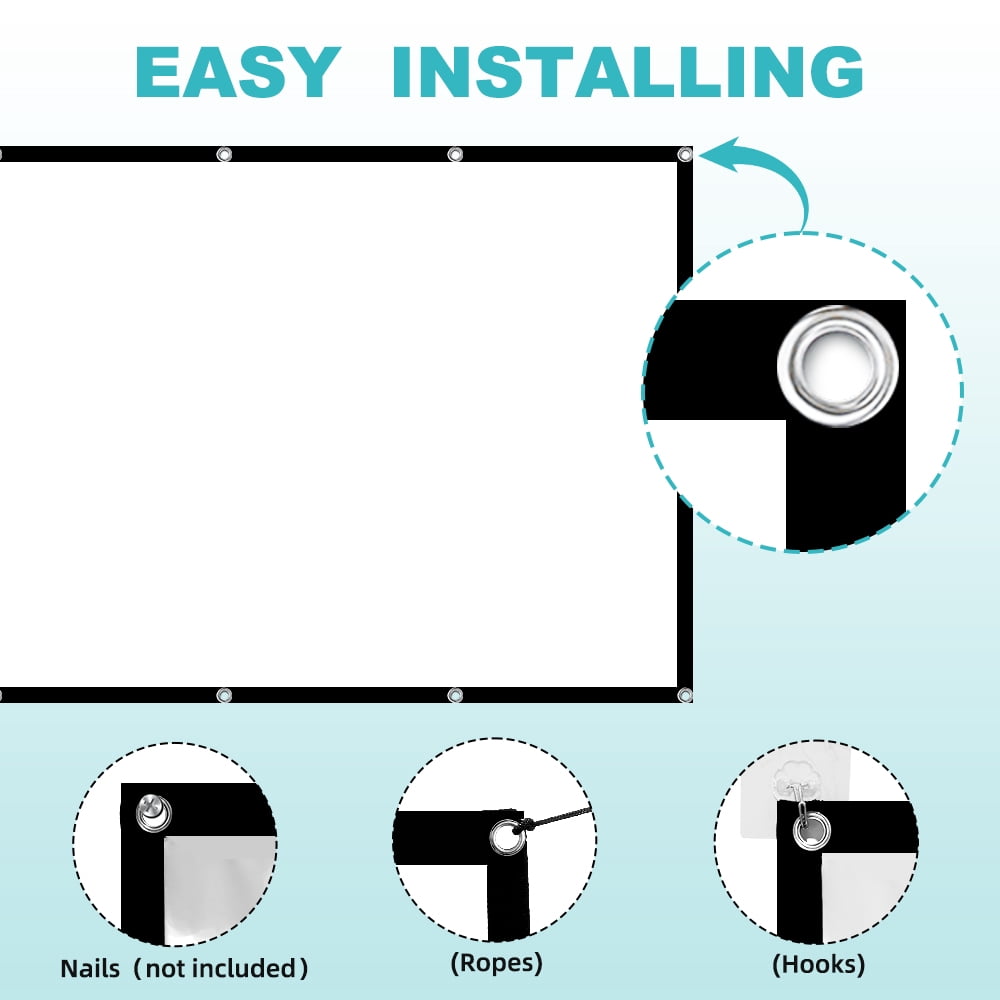 GAINVANE Outdoor Projection Screen 150 Inch, Washable Projector Screen 16:9 Foldable Wrinkle Resistant Portable Projector Cinema Screen for Home Theater Outdoor Indoor Support Double-sided Projection