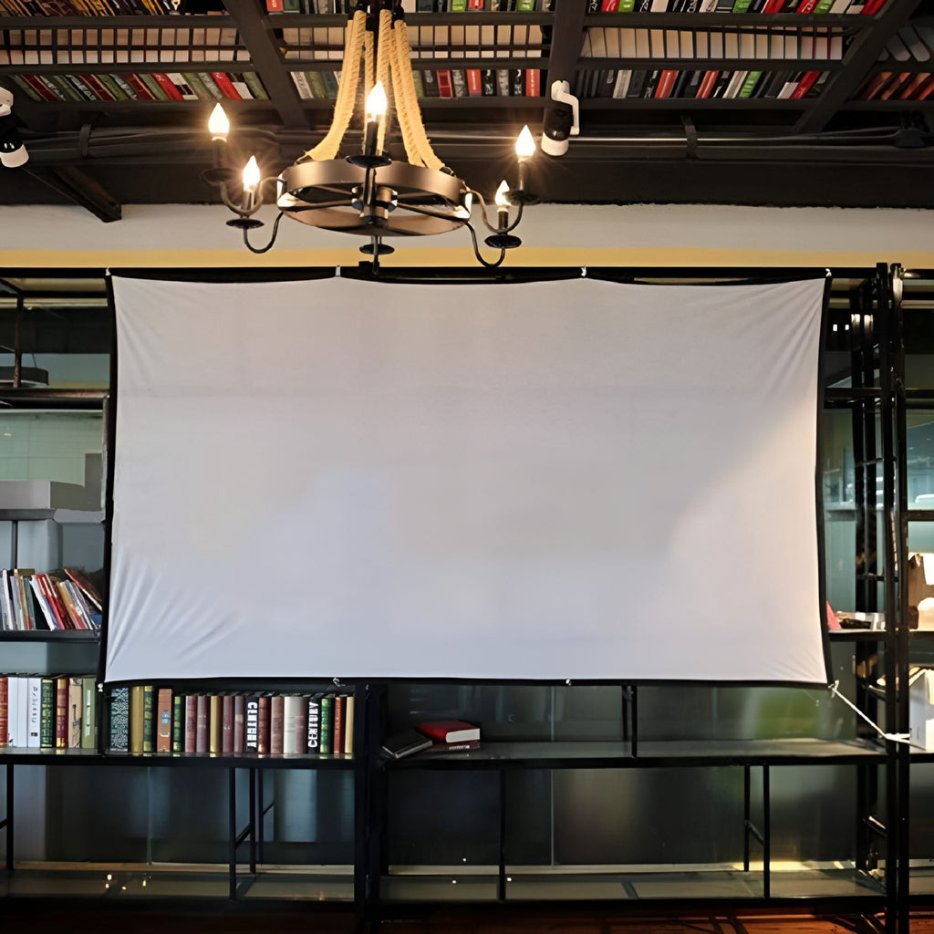 GJX 60 Inch Outdoor Projector Screen with Stand Portable Foldable Projection Screen 4:3 Aspect Ratio Polyester Material with Hooks for Home Cinema Backyard Movie Party Gaming Classroom Meeting