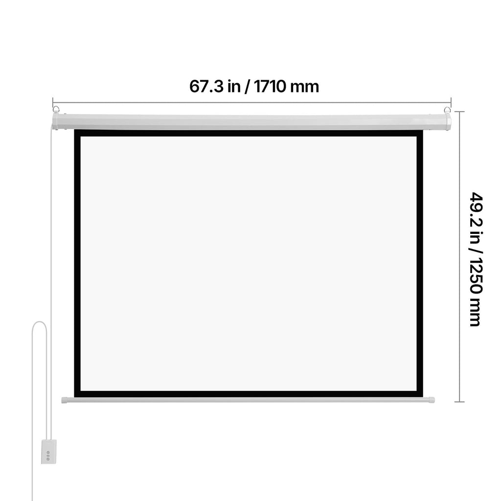 KFFKFF 72-Inch Motorized Projector Screen, 4:3 Aspect Ratio, 1080 HD Electric Projection Screen with Remote Control, Wall-Mounted Display for Home, Office, or Theater Use
