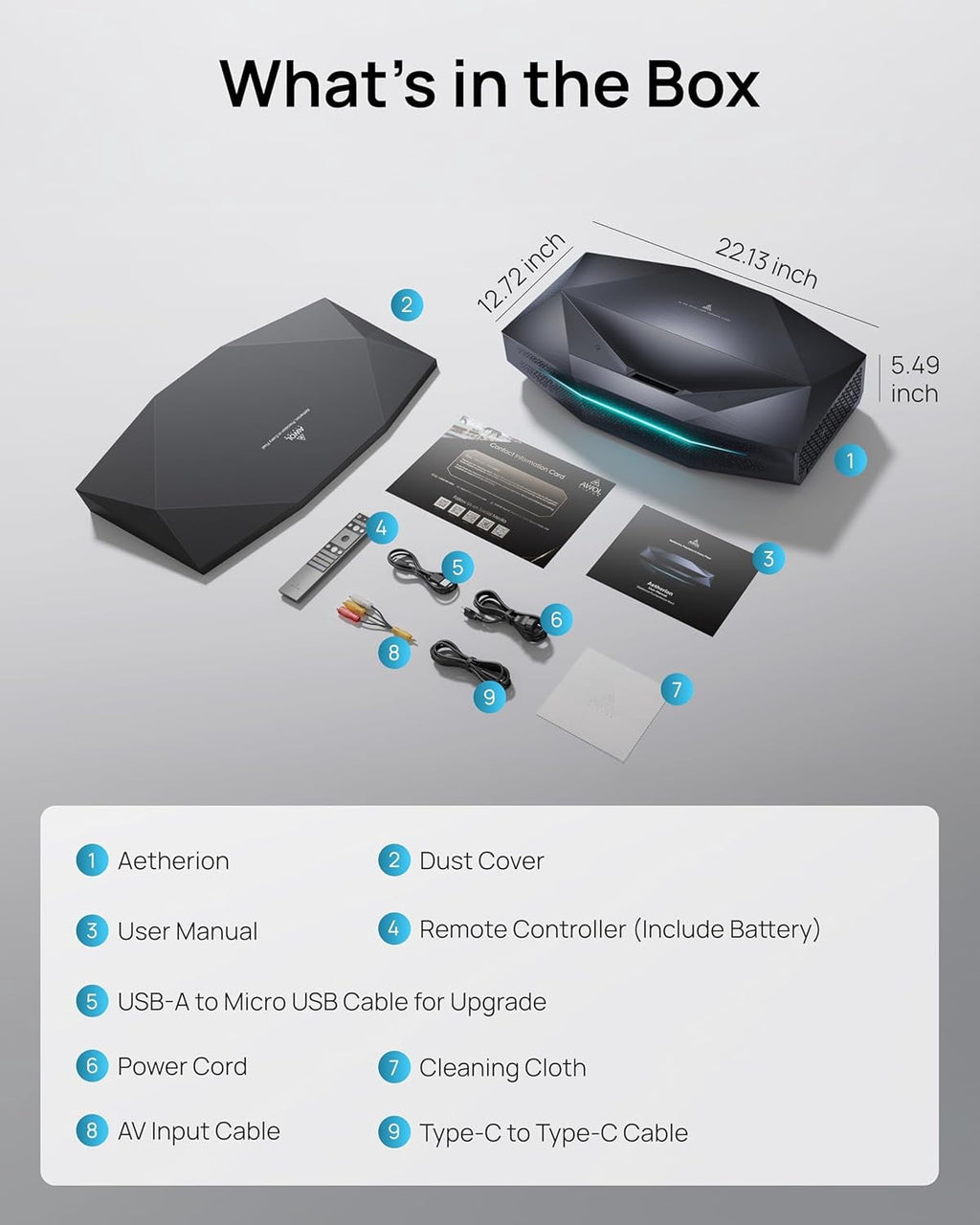 AWOL Aetherion Pro 4K Projector, 2600 ISO Lumens Short Throw Projector, Google TV, PixelLock™ Clarity, 6000:1 Native Contrast UST Projector, Anti–RBE, 4K 200" Display, Dolby Vision, Movie Projector