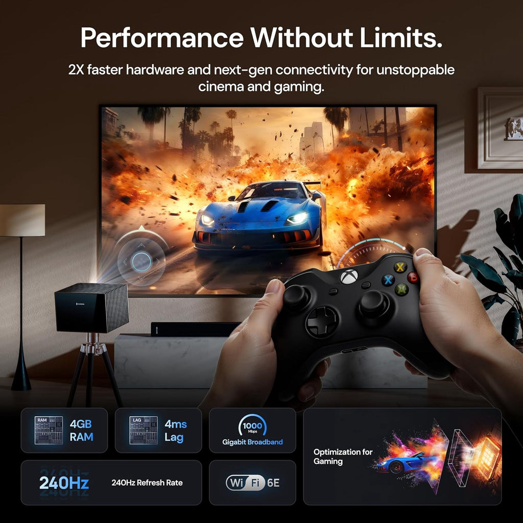 Valerion VisionMaster Max 4K Laser Projector with Ceiling Mount and DLP Link 3D Glasses(4 Pack）