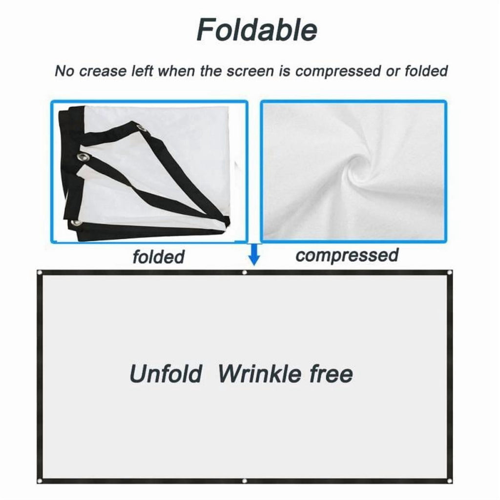 Projector Screen 72 inch 16:9 HD Foldable Anti-Crease Portable Projection Movies Screen for Home Theater Outdoor Indoor