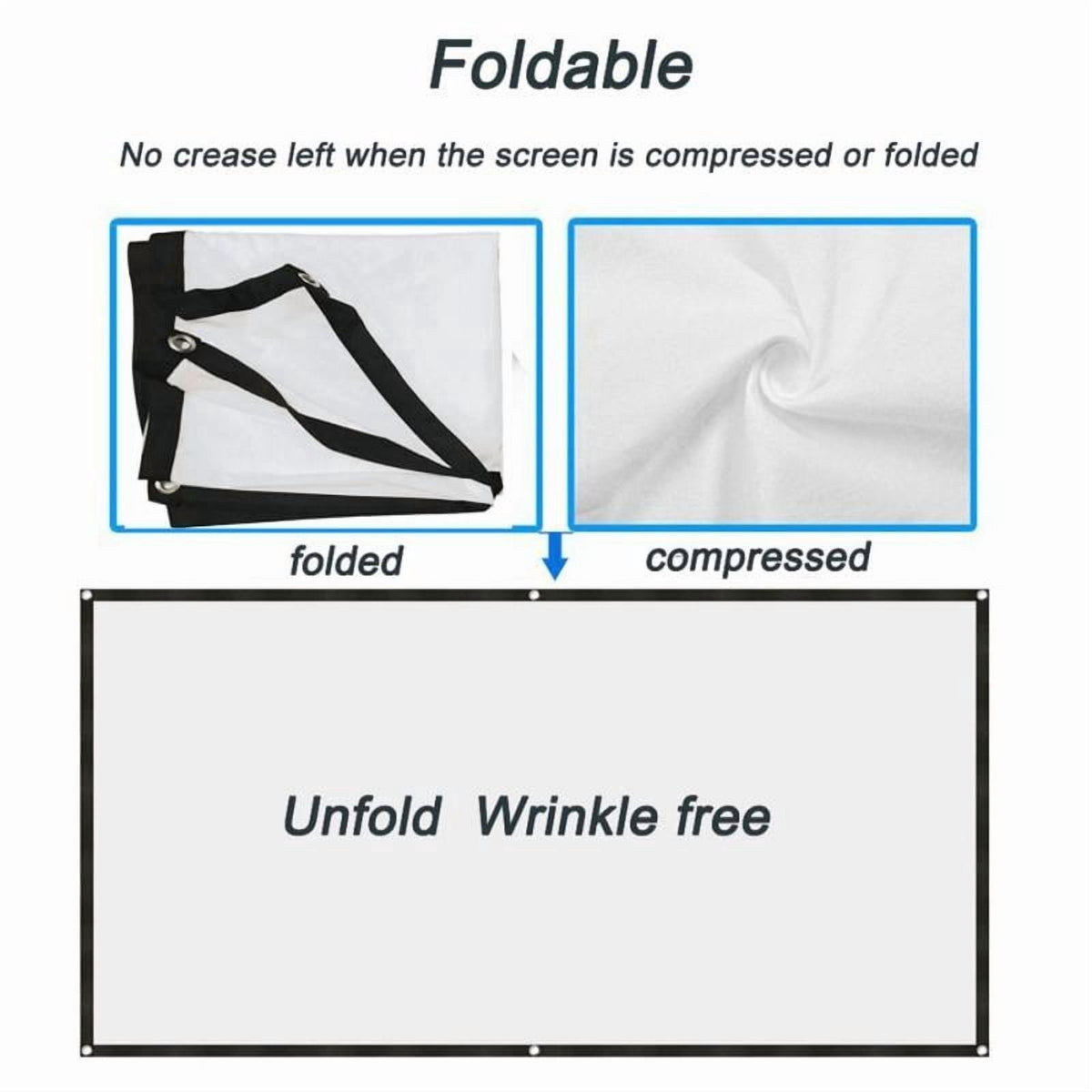 Projector Screen 72 inch 16:9 HD Foldable Anti-Crease Portable Projection Movies Screen for Home Theater Outdoor Indoor