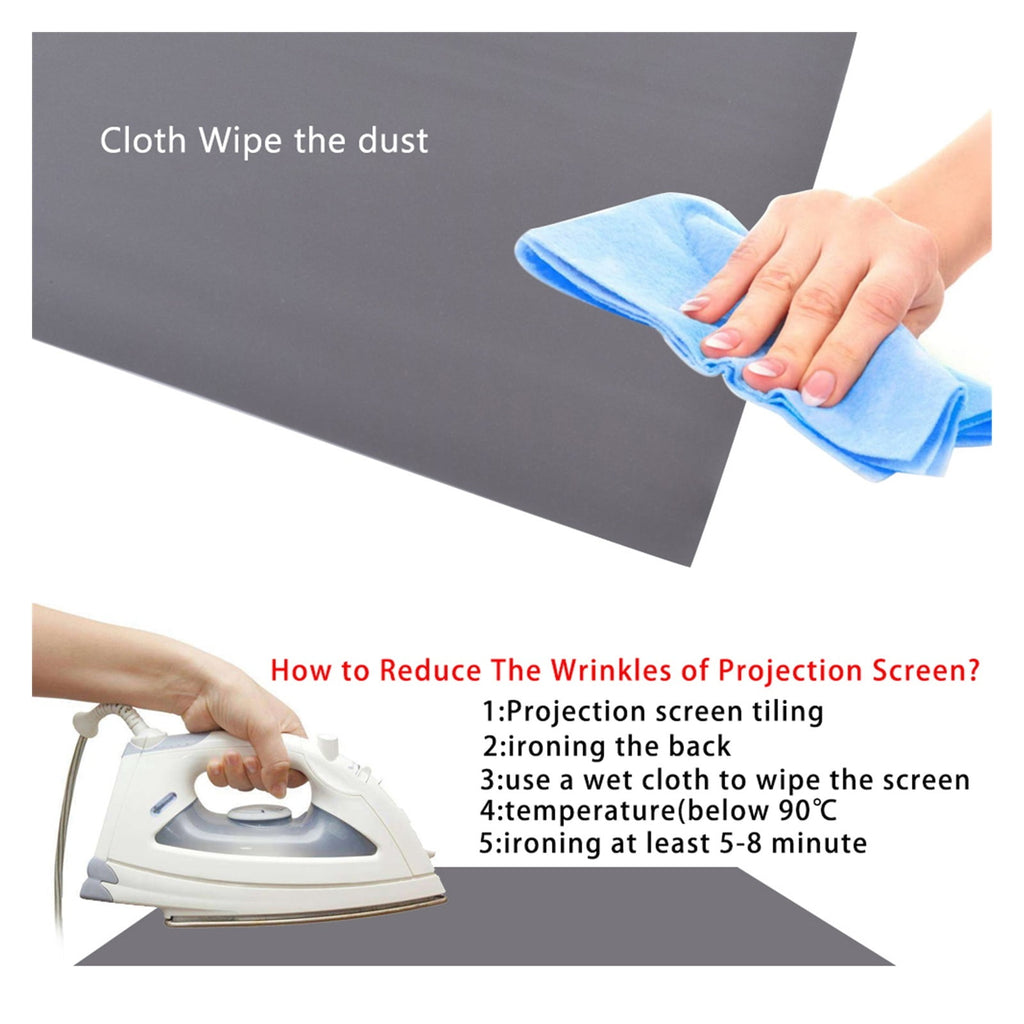 Projector Screen 16:9 Metal Anti Light 84 100 120 130 Inch Gray Optical Coating Portable Reflective Canvas Projection ,Wrinkle-Free