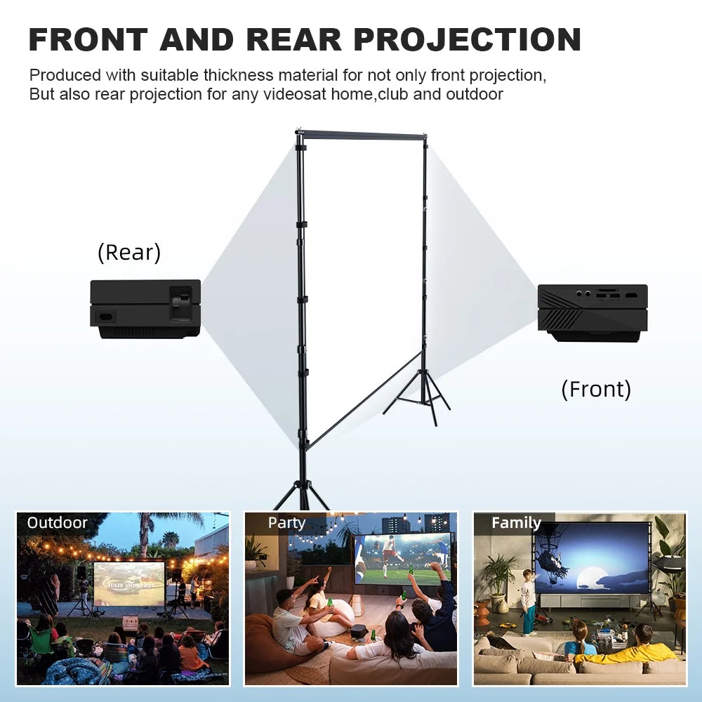 HVKDIEB 150 inch Outdoor Projector Screen with Stand,16:9 4K 3D Indoor Movie Screen,Wrinkle Resistant,Suitable for Home Theater Movies Night