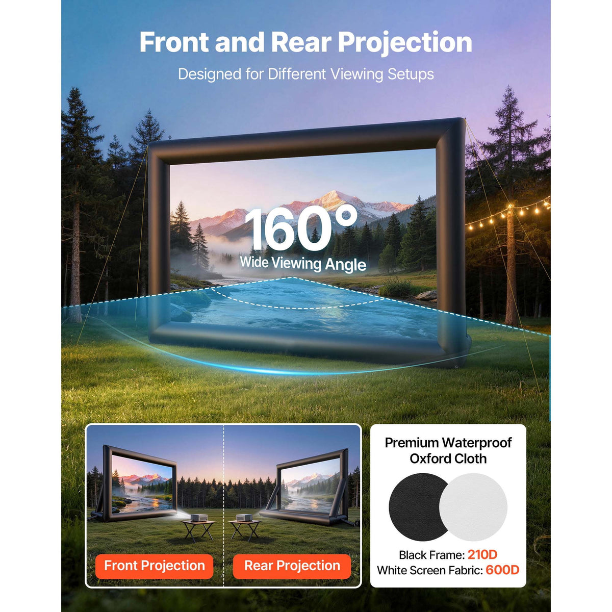 KFFKFF 24 ft Inflatable Outdoor Projection Screen with Storage Bag, Dual-Sided Viewing, Quick Setup, Perfect for Backyard Movie Nights and Events