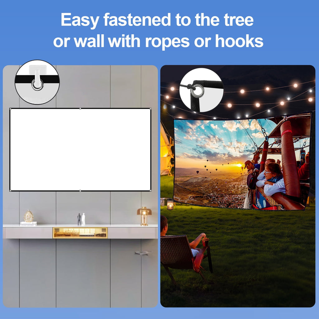 80-inch Portable HD Projector Screen 16:9 Projection Screen Foldable Durable Wall Mounted for Outdoor Movies Home Theater Office