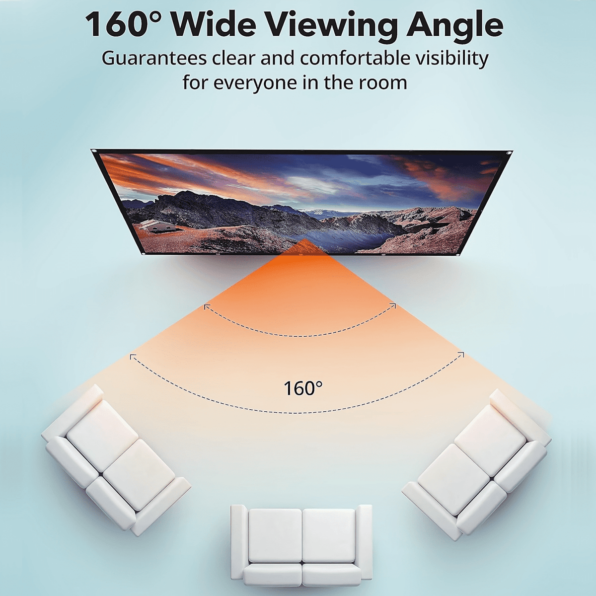 Jous 120 inch Projector Screen 16:9 Foldable Anti-Crease Portable Movies Screens for Home Theater Outdoor Indoor Support Double Sided Projection