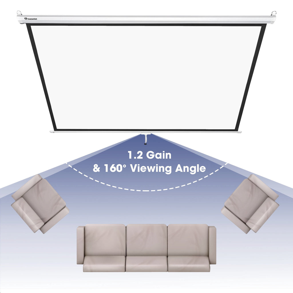 InstaHibit 92" Motorized Projection Screen with Remote Control 16:9 4K 3D HD Electric Projector Screen Wall Mounted Indoor Outdoor Movie Night