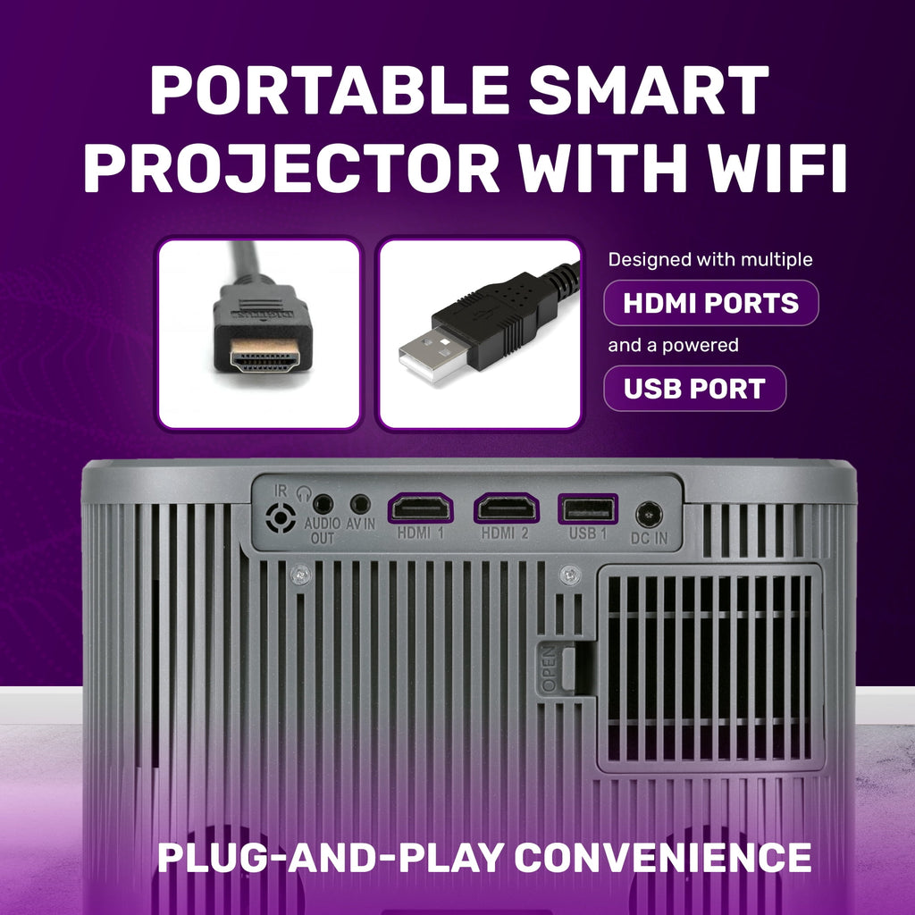 RCA 720P HD Roku Smart Home Theater Projector With Roku Express Streaming, 150 ANSI, RPJ185, Black