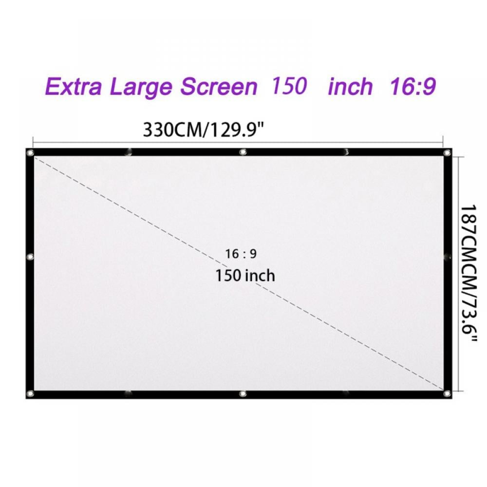 Projector Screen, Upgraded 150 inch 4K 16:9 HD Portable Projector Screens, Premium Indoor Outdoor Movie Screen, Video Projection Screen for Home, Movies Theater, Outside Backyard