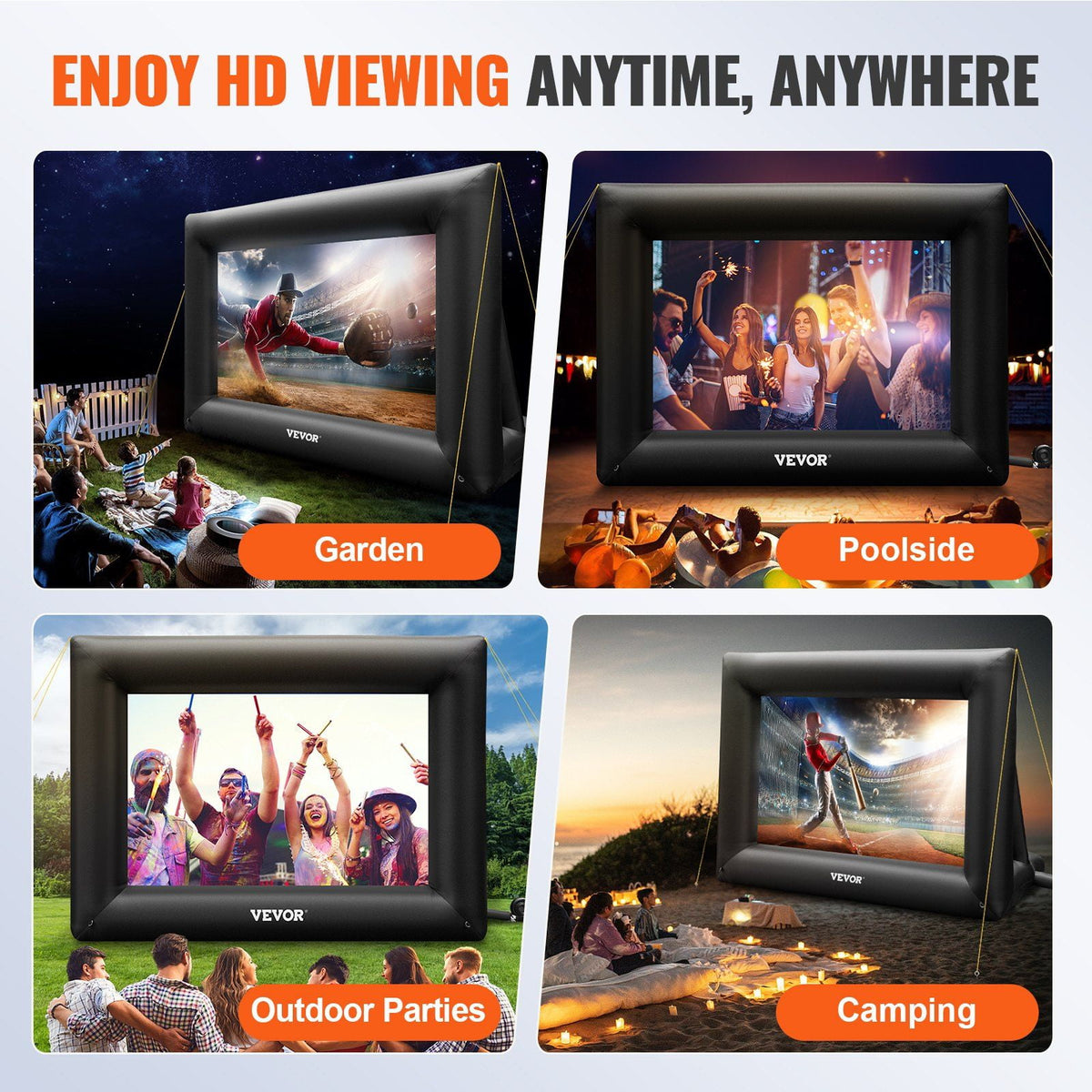 "24FT Inflatable Movie Screen for Outdoor - 360W Blower, Oxford Fabric, 288Inch Projector Screen - Portable Blow Up Screen for Backyard, Drive-in Movies"