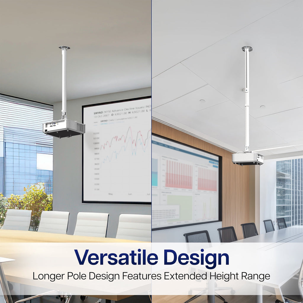 VIVO Universal White Tall Extending Projector Ceiling Mount, Height Adjustable