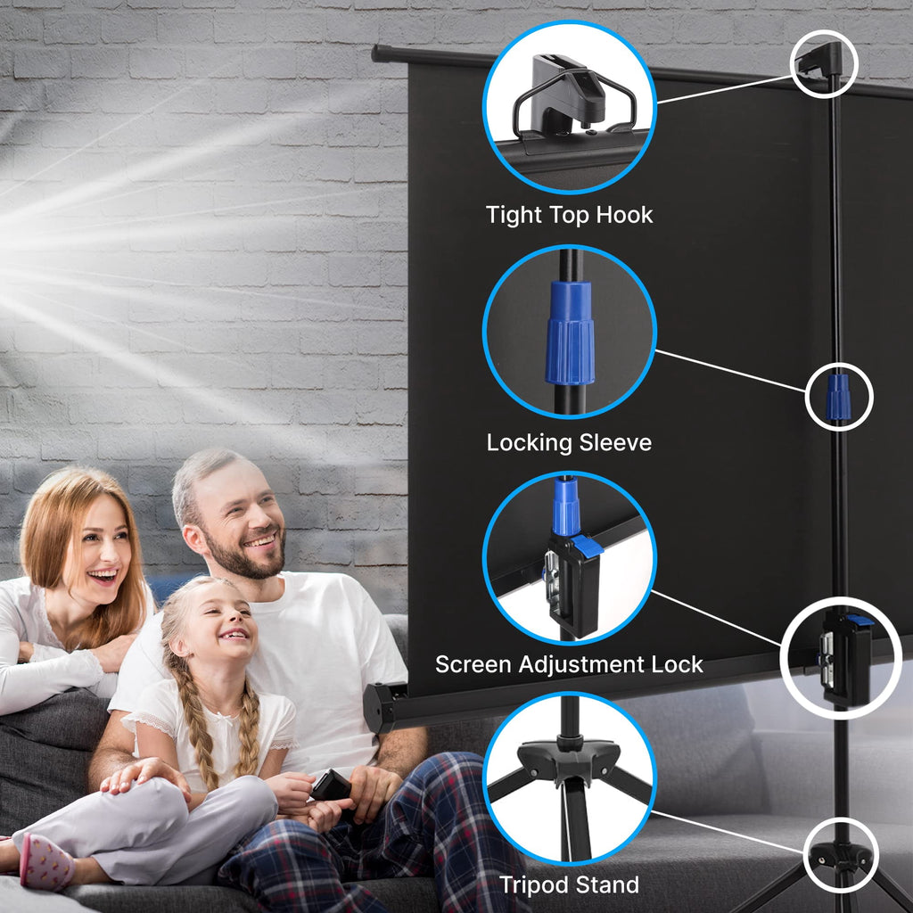 Pyle Universal Projector Screen W/ Stand 60-inch Floor Standing Portable Fold-Out Rollup Matte