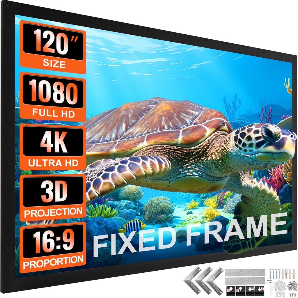 VEVOR 120" 16:9 Projector Screen Fixed Frame 4K HDTV Movie Theater 3D