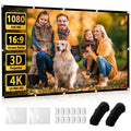 120 inch Projector Screen 16:9, 4K HD Indoor Outdoor Wall Mount Foldable Portable Movie Screens, Anti-Crease Projection Screen for Home Theater