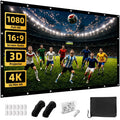 120 inch Projector Screen 16:9, 4K HD Indoor Outdoor Wall Mount Foldable Portable Movie Screens with Storage Bag , Anti-Crease Projection Screen for Home Theater