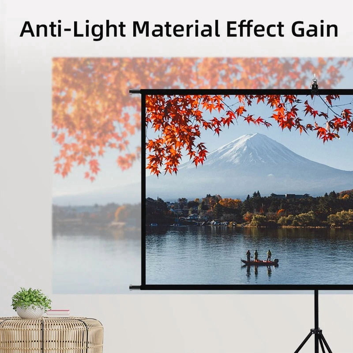 GAINVANE Projector Screen With Stand Metal Grey Anti-Light 84 inch For Home Theater Outdoor Bracket Projection Screen