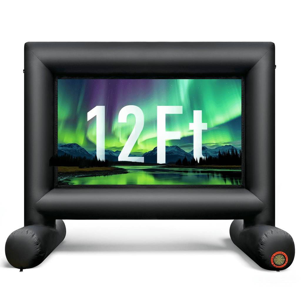 12FT Outdoor Inflatable Movie Projector Screen with Built-in Fan, Front & Rear Projection