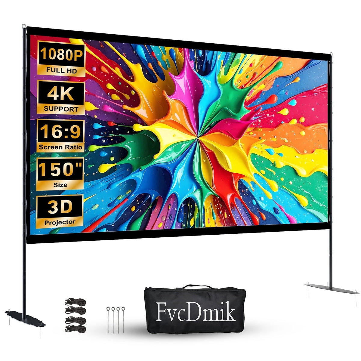 150 Inch Projector Screen 4K Ultra HD Wrinkle-Free Projection Screen with 160° Wide Viewing Angle, Perfect for Ball Games, Sports Matches, TV Shows, Movies & Indoor