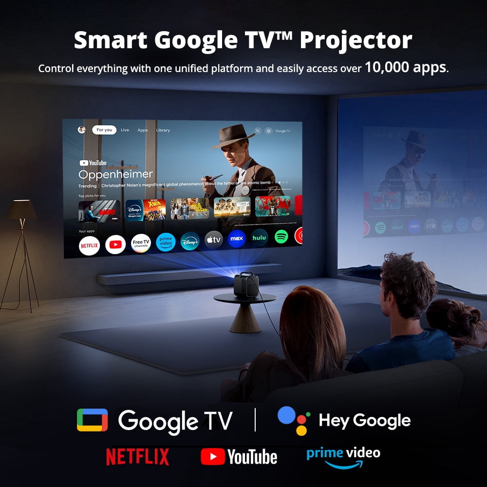 ETOE Seal Pro Smart Portable Movie Projector with Google TV,Officially Licensed Netflix,1080P FHD 4K Supported,1300lm,Auto Focus & Keystone,Dolby Audio
