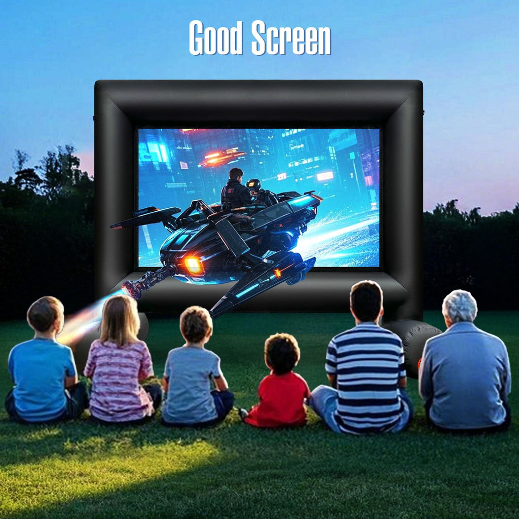 12FT Outdoor Inflatable Movie Projector Screen with Built-in Fan, Front & Rear Projection