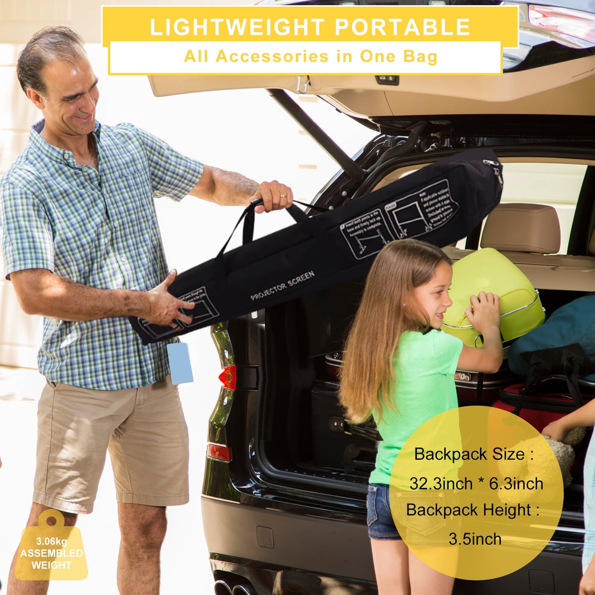 HOIN 100 inch Outdoor Projector Screen and Stand,16:9 Foldable Movies Screen Home Theater with Carry Bag