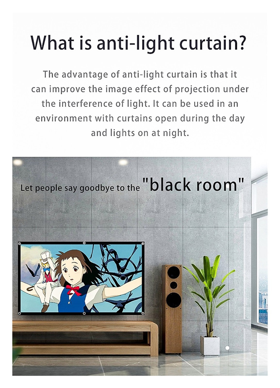 Projector Screen, Light-Proof With Hole 60-Inch 3d High-Definition Pportable Projection Screen 16:9 Projector Outdoor Indoor ,Widely Applied