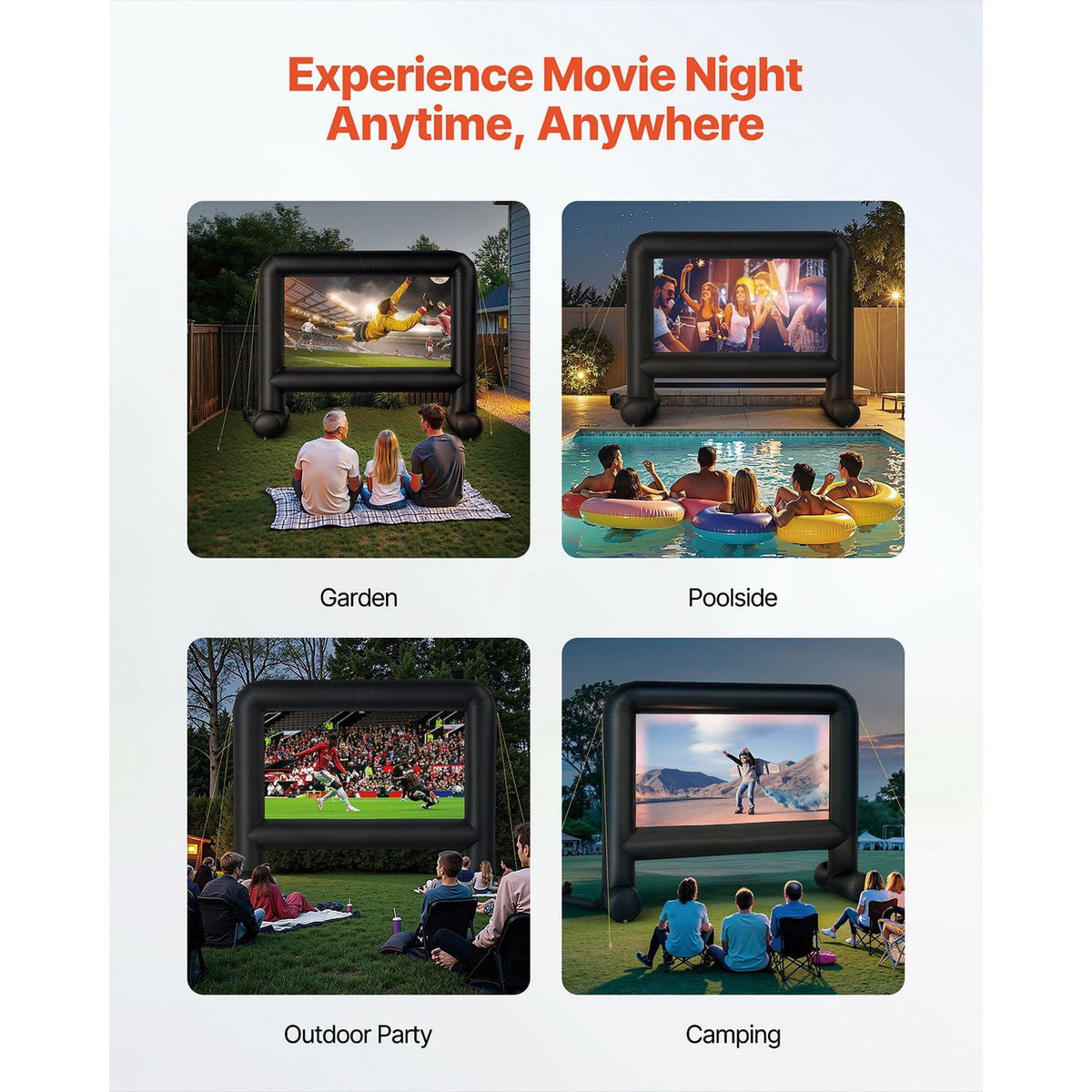 16FT Inflatable Movie Screen with Portable Storage Bag 16 9 Easy Set Up Outdoor Projector Screen for Backyard Home Theater Theme Party