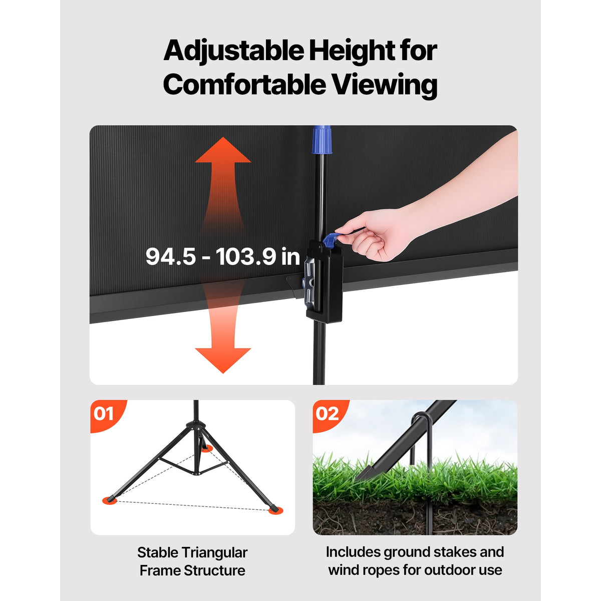 KFFKFF Portable Projector Screen with Stand, 70 x 70 Inch, 160° Viewing Angle, Indoor and Outdoor Use, 1:1 4K HD Projection Screen with Tripod and Carrying Bag, Ideal for Movies, Home Theater