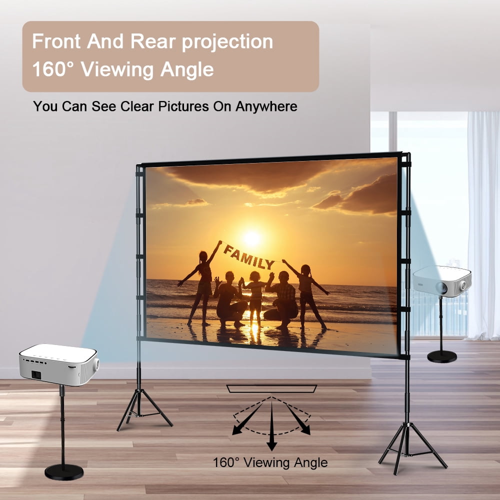 Projector Screen with Stand, WEIJIEMING 100 inch Foldable and Portable Projection Screen 16:9 4K HD Rear Front Wrinkle-Free Movie Screen with Carry Bag for Indoor Outdoor Home Theater Backyard Cinema