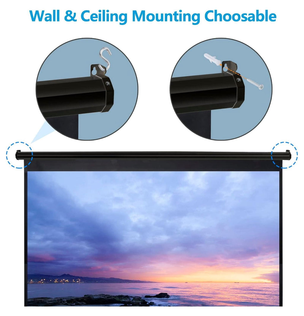 SONGMY 100 Inch Outdoor Projector Screen 16:9 - HD Pull Down Projection Screen, Portable Folding Home Theater Movie Screen for Indoor Outdoor Use