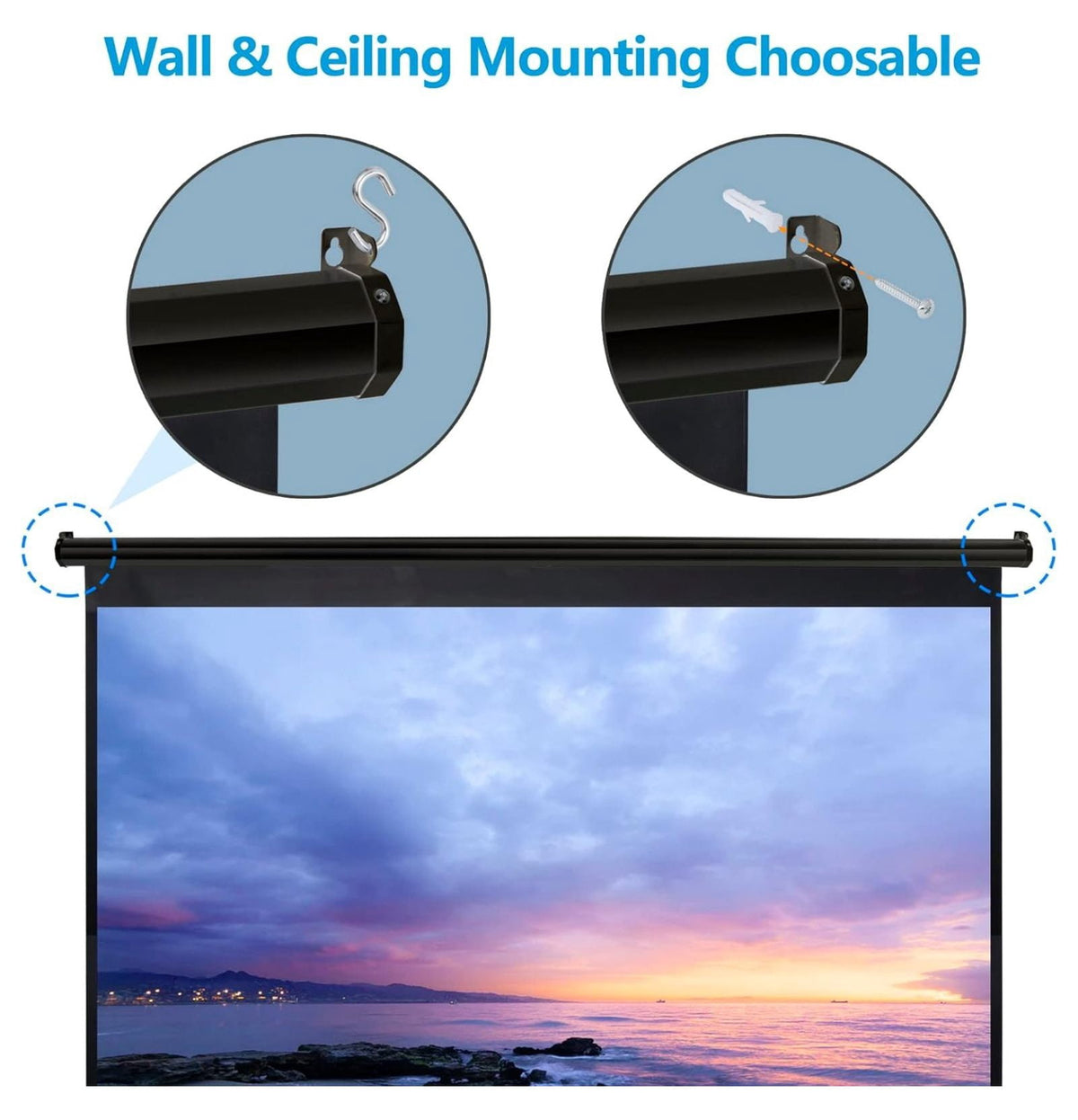 SONGMY 100 Inch Outdoor Projector Screen 16:9 - HD Pull Down Projection Screen, Portable Folding Home Theater Movie Screen for Indoor Outdoor Use