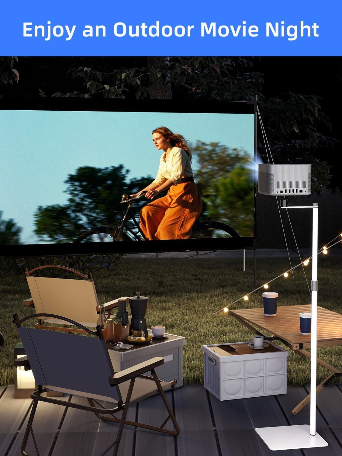 Projector Stand Against Wall Hidden Stand, 360°Swivel, Height Adjustable, Mini Projector Mount Bracket,
