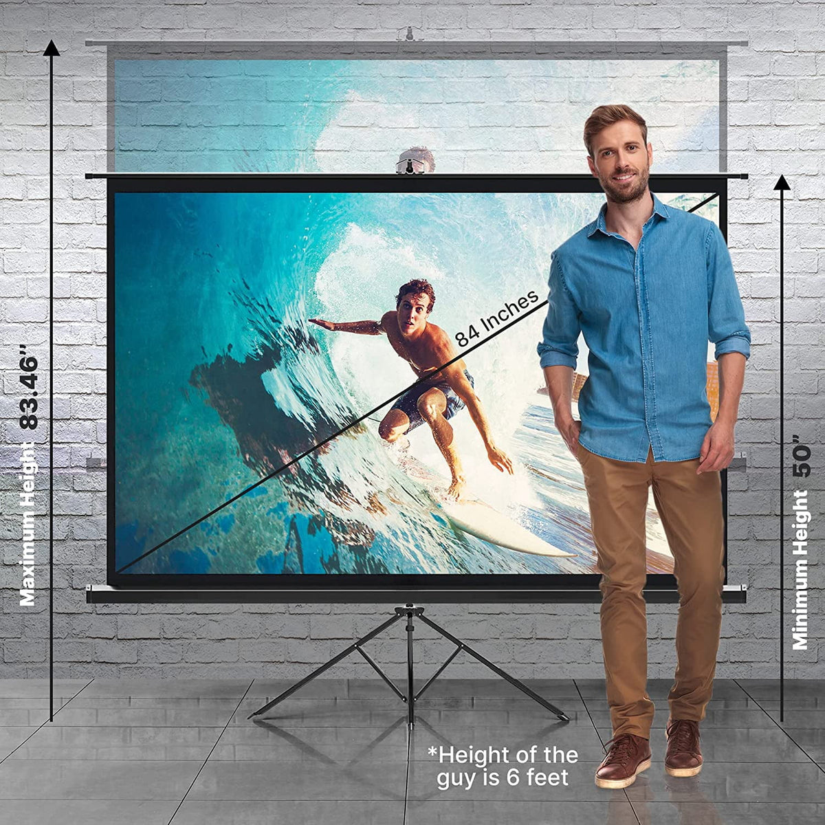 Pyle® Floor-standing Portable Tr Manual Projector Screen (84-inch)