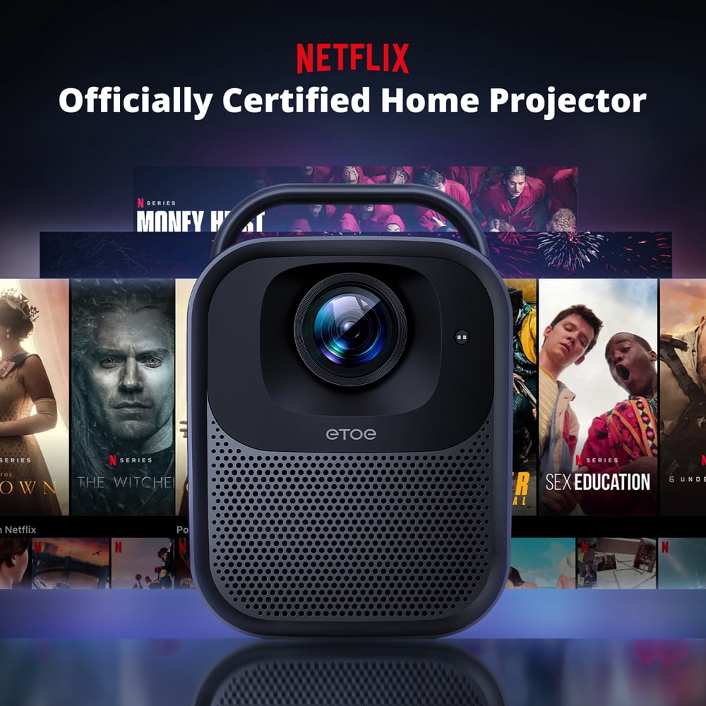 ETOE Seal Pro Smart Portable Movie Projector with Google TV,Officially Licensed Netflix,1080P FHD 4K Supported,1300lm,Auto Focus & Keystone,Dolby Audio