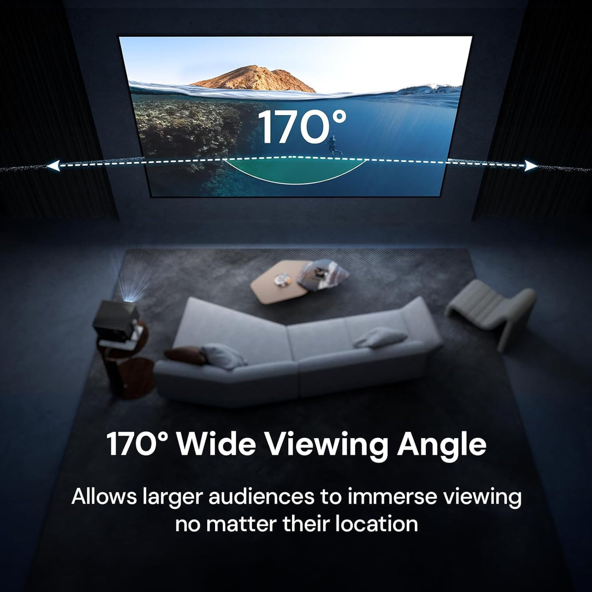 120-inch Fixed Frame Projector Screen, 1.3dB Gain, 80% Picture Quality Enhancement, 4K/8K Ultra HD, 3D Compatible, Works with Long Throw, Short Throw & Ultra Short Throw Projectors