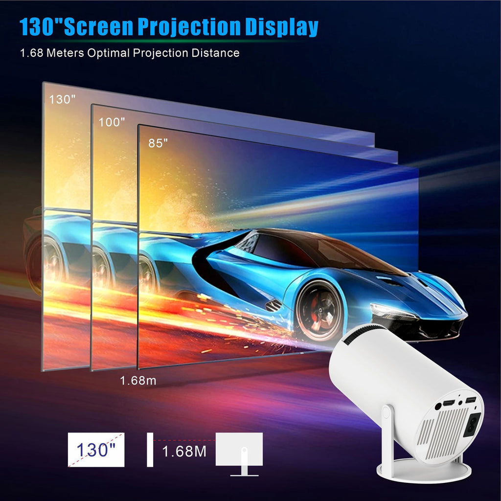 Mini Projector 4K Support with WiFi 6 & BT 5.4 290 ANSI Brightness, Auto Keystone, 180 Degree Rotation, Portable Projector for Home Theater & Outdoor Movies HY300Pro