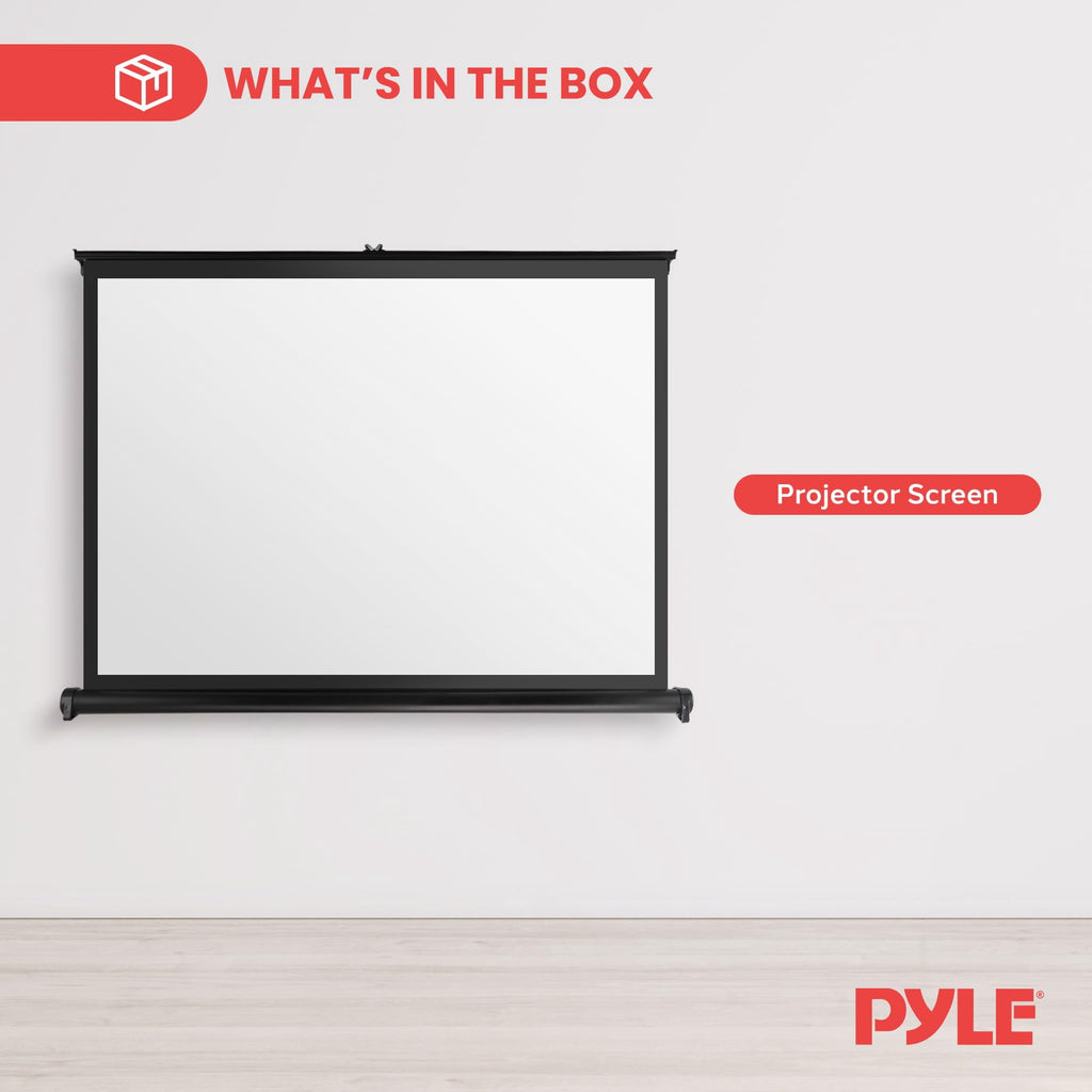 Pyle 40 Inch Projector Viewing Manual Retractable Pull Out Style Display Screen