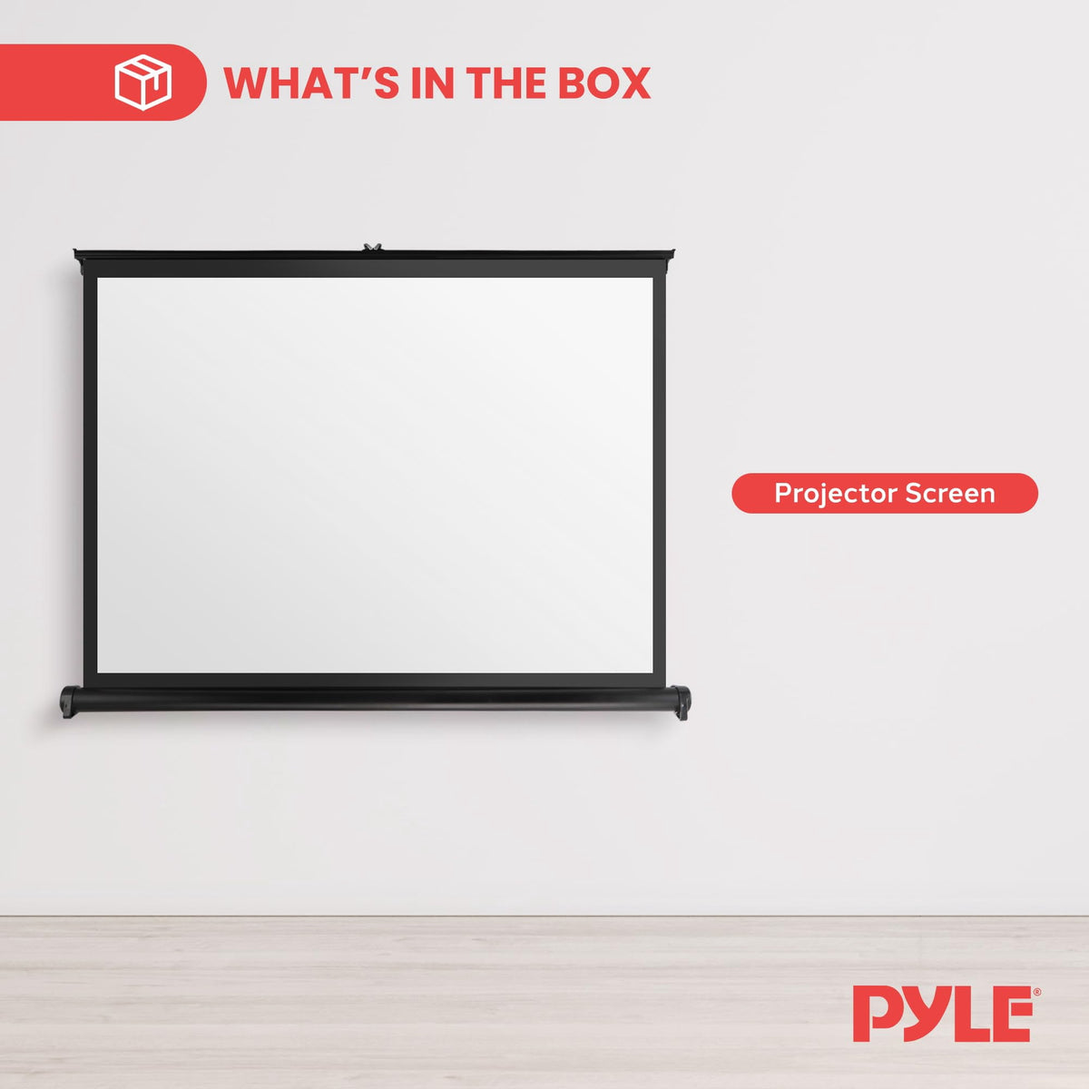 Pyle 40 Inch Projector Viewing Manual Retractable Pull Out Style Display Screen