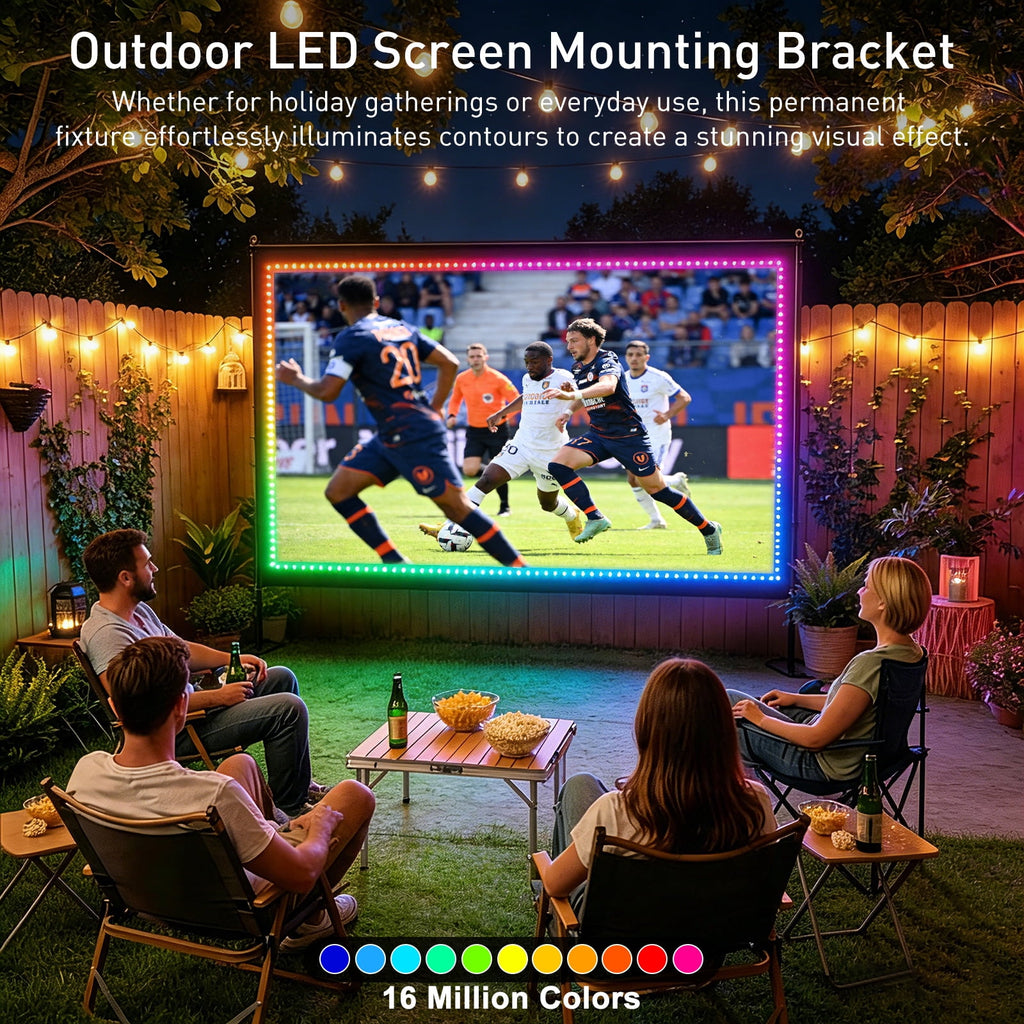 150 Inch Projector Screen with LED Strip & Smart LED Lights 4K Ultra HD Wrinkle-Free Projection Screen with 160° Wide Viewing Angle, Perfect for Ball Games, Sports Matches, TV Shows, Movies & Indoor