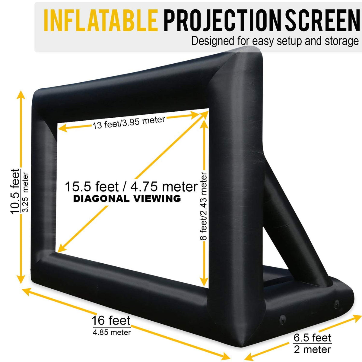 Khomo Gear Jumbo 20 Feet Inflatable Outdoor and Indoor Theater Projector Screen - Includes Inflation Fan, Tie-Downs and Storage Bag - Updated Version