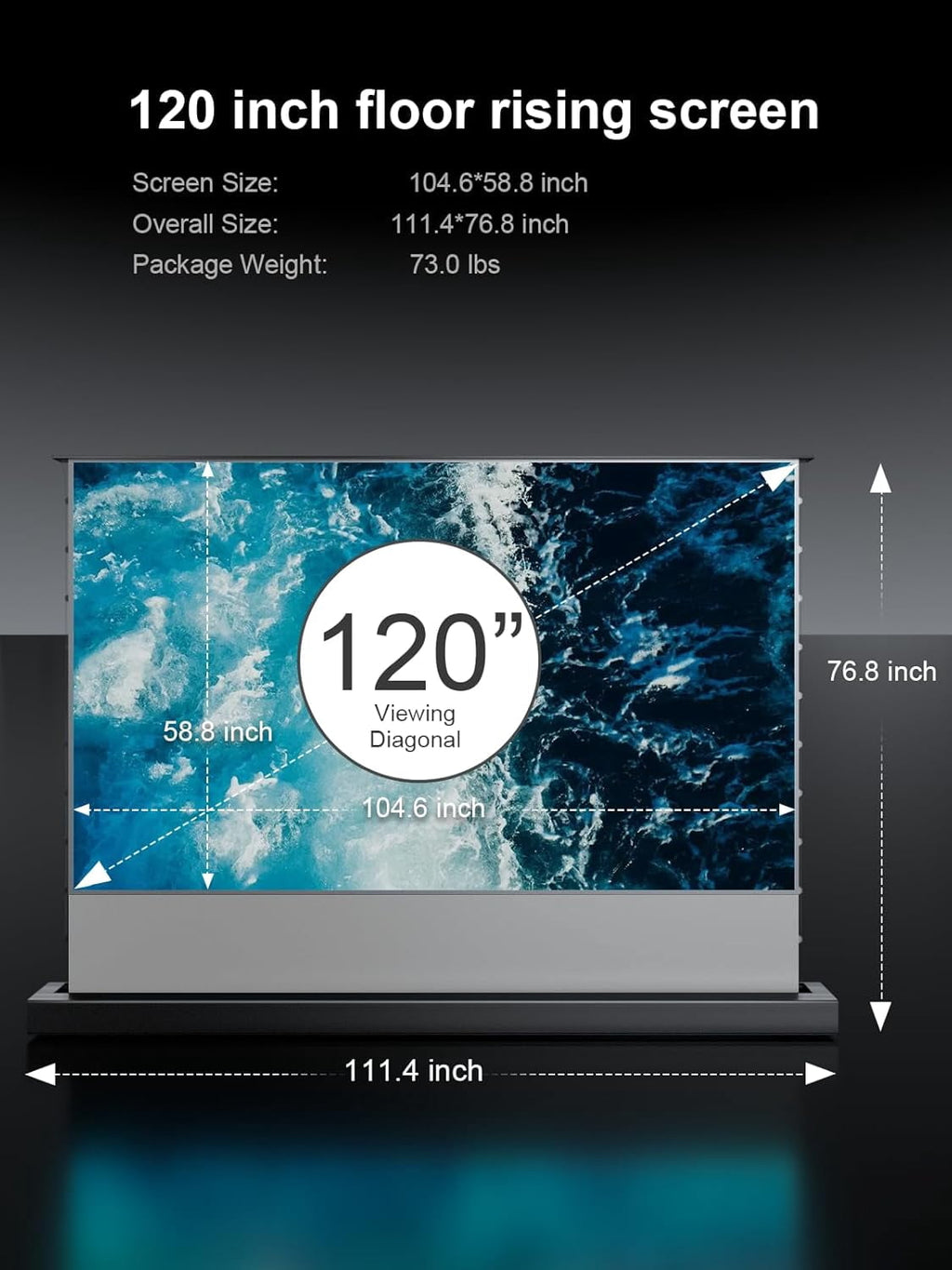 MW-F220 120" Motorized Floor Rising Matte Projector Screen ，4K/8K Ultra HD，Long/Short/Ultra-Short Throw Compatible