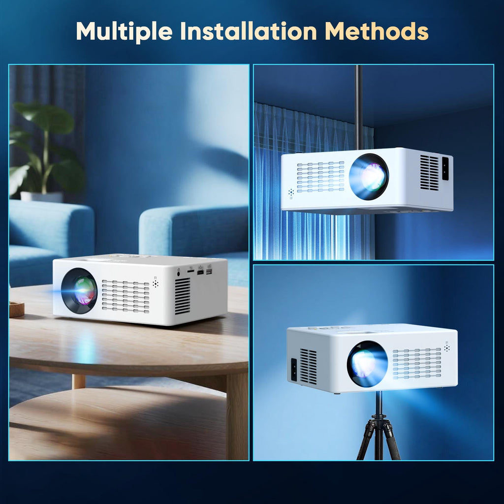 2026 Upgraded Projector with WiFi and Bluetooth 5.2, Support 4K 1080P Video Mini Projector with HDMI for Home Theater/Bedroom/Outdoor