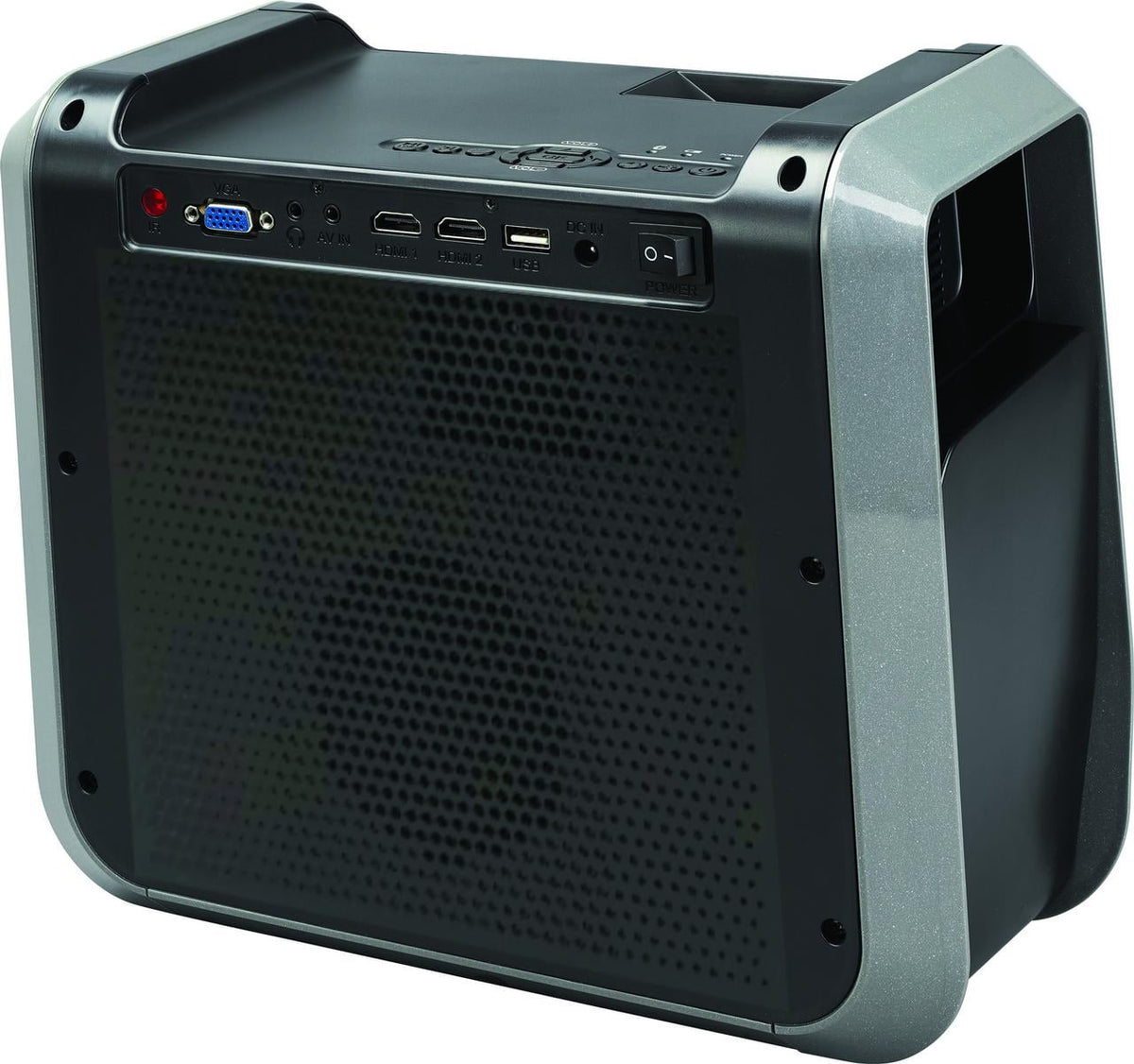 RCA RPJ060 Projector 150" Portable 1080p LED/LCD | Rechargeable Battery | Built-in Handles and Speaker - Black/Gray
